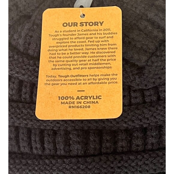 TOUGH OUTFITTERS Headwear Black Chunky Cable Knit Beanie Outdoor Casual Women's - Picture 3 of 6